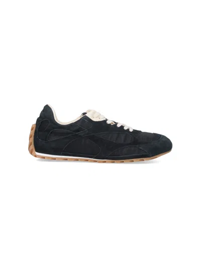 Bottega Veneta Black Suede And Nylon Orbit Flash Sneakers In Blue