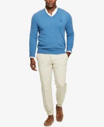 Shop Polo Ralph Lauren Men&#039;s Big &amp; Tall Merino Wool V-neck Sweater In Hunter Navy