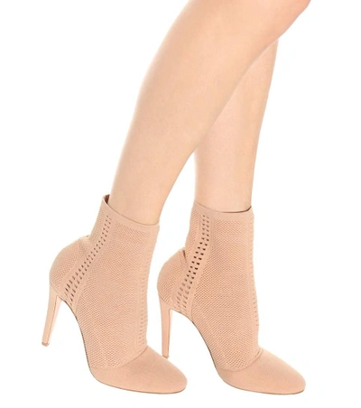 Shop Gianvito Rossi Vires Knitted Ankle Boots In Praliee