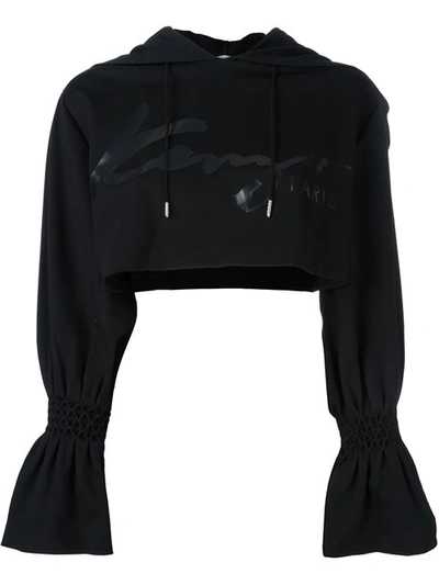 Kenzo 'signature' Cropped Hoodie In Black