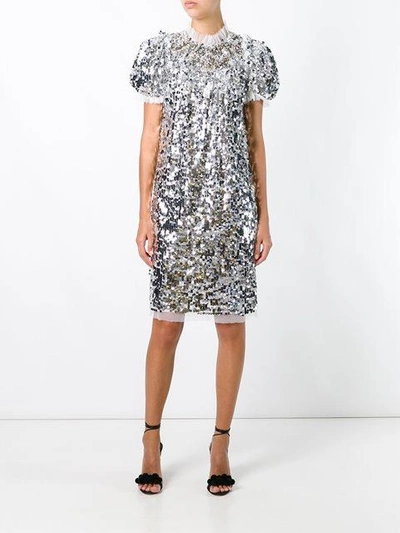Shop Dolce & Gabbana Sequinned Embellished Dress - Grey