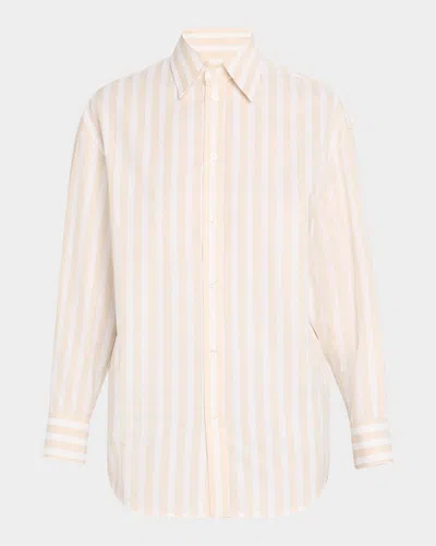 Saint Laurent Beige Striped Shirt In Neutral
