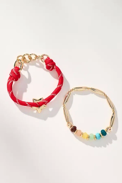 By Anthropologie Mixed Bead Bracelets, Set Of 2