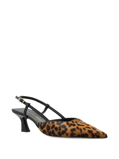 Stuart Weitzman Vinnie Leopard Kitten Slingback Pumps