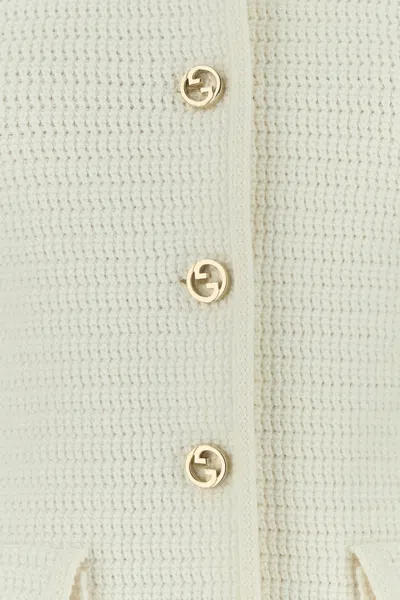 Gucci Crochet Button Cardigan In White
