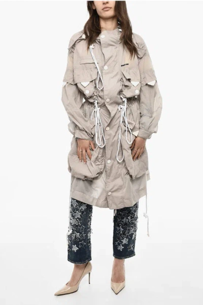 Dsquared2 Rip Stop Checked Nylon Coat With Hood