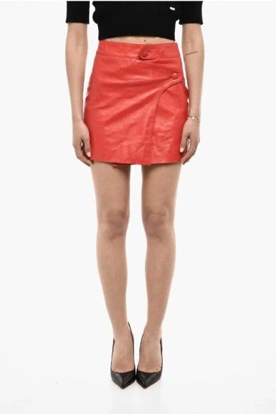 Dsquared2 Wrap Hammered Leather Skirt