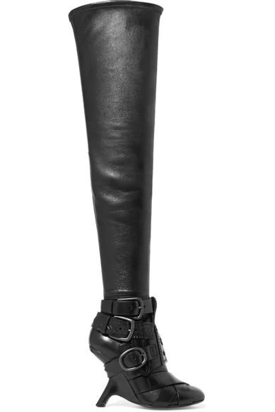 Shop Tom Ford Buckled Leather Over-the-knee Boots