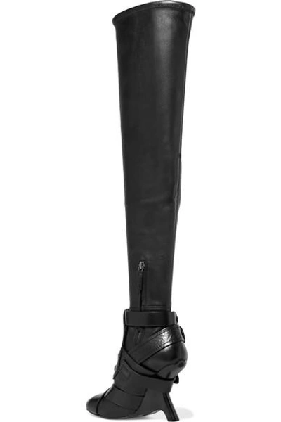 Shop Tom Ford Buckled Leather Over-the-knee Boots