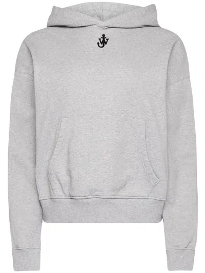 Jw Anderson J. W. Anderson Cropped Grey Hoodie With Relaxed Fit In Gray