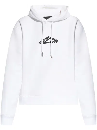 Dsquared2 Icon Print Drawstring Hoodie In White