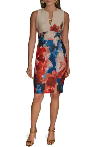 Donna Karan New York Keyhole Front Sleeveless Sheath Dress In Multi