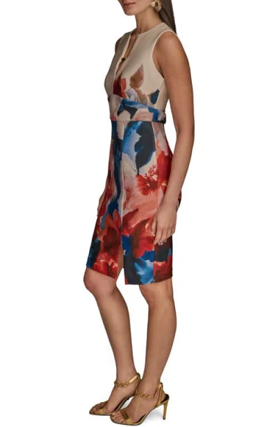 Donna Karan New York Keyhole Front Sleeveless Sheath Dress In Multi