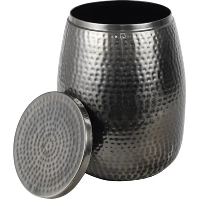 Happimess Merida Modern Rustic Hammered Metal Drum Storage Side Table With Lid