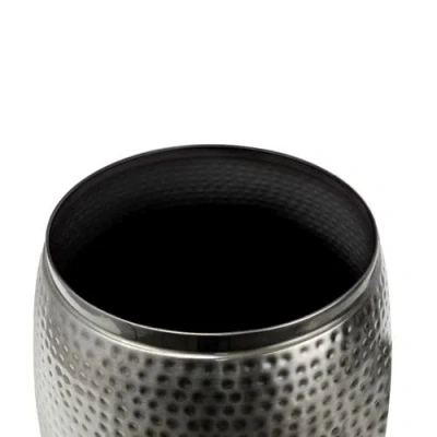 Happimess Merida Modern Rustic Hammered Metal Drum Storage Side Table With Lid