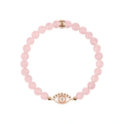 Karma And Luck Emotional Healing Rose Quartz Evil Eye Charm Bracelet