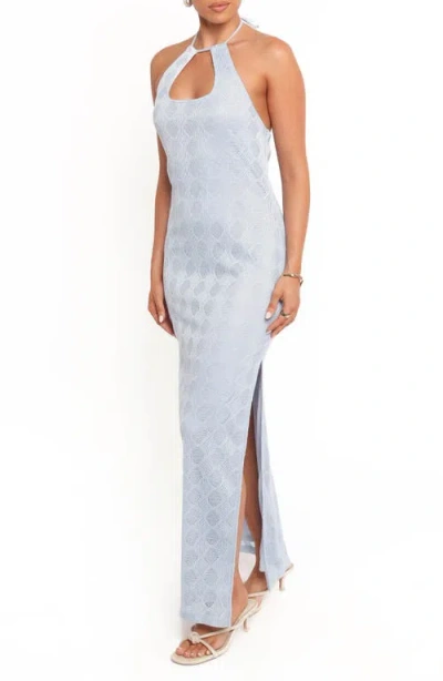 Petal And Pup Petal & Pup Sonia Open Stitch Maxi Halter Dress In Brown