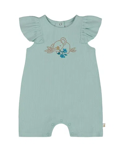 Deux Par Deux Girls' Organic Cotton Romper With Frills - Baby In Blue