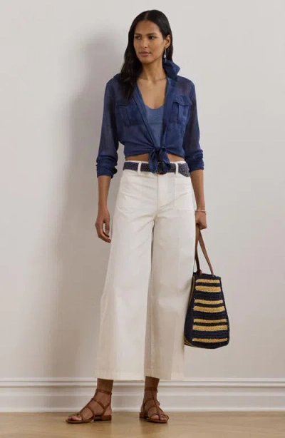 Ralph Lauren Lauren  Stretch Cotton Twill Crop Pants In White