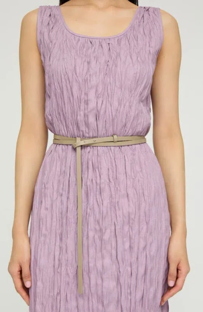 Lafayette 148 Plisse Belted Midi Sleeveless Dress In Lavender Tint Melange