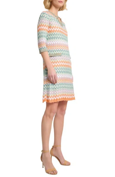 Misook Pointelle Zigzag Knit Shift Dress