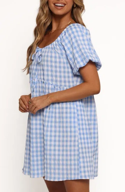Petal And Pup Petal & Pup Dorthea Gingham Cotton Blend Minidress In Blue