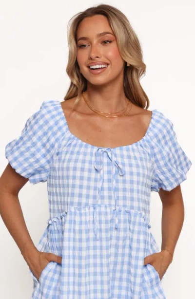 Petal And Pup Petal & Pup Dorthea Gingham Cotton Blend Minidress In Blue