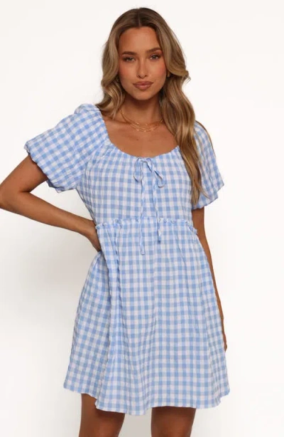 Petal And Pup Petal & Pup Dorthea Gingham Cotton Blend Minidress In Blue