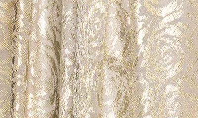 Betsy & Adam One-shoulder Foil Flower Gown In Neutral