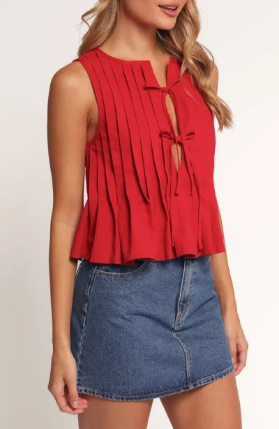 Petal And Pup Petal & Pup Delia Tie Front Pleat Tank In Red
