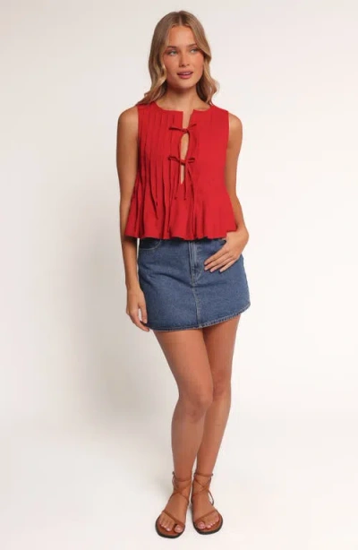 Petal And Pup Petal & Pup Delia Tie Front Pleat Tank In Red