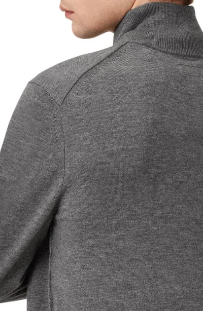 Allsaints Kilburn Funnel Neck Wool Blend Quarter Zip Sweater In Gray