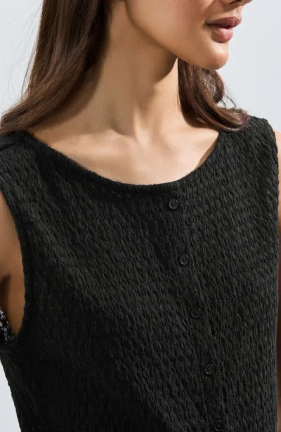 Next Textured Sleeveless Cotton Blend Button-up Top