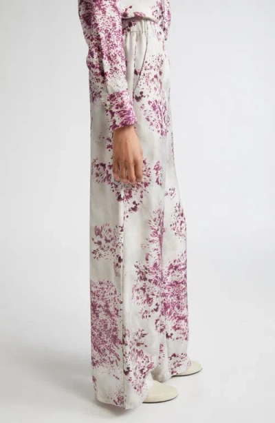 Lafayette 148 New York Riverside Spotted Glaze Print Wide Leg Silk Twill Pants