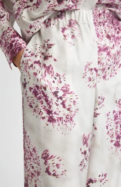 Lafayette 148 New York Riverside Spotted Glaze Print Wide Leg Silk Twill Pants