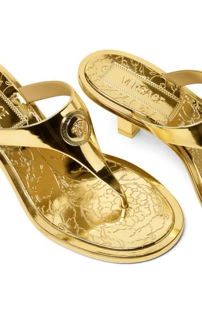 Versace Alia 55 Metallic Thong Sandals