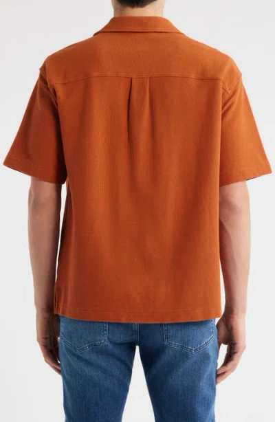 Frame Relaxed Jacquard Camp Shirt In Dark Orange