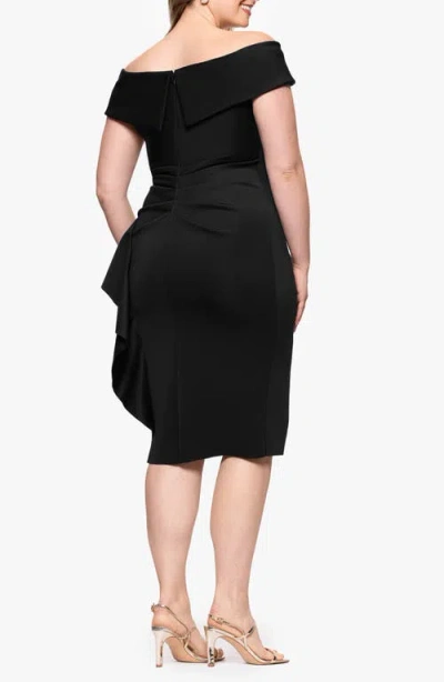 Xscape Evenings Ruffle Boat Neck Scuba Cocktail Dress