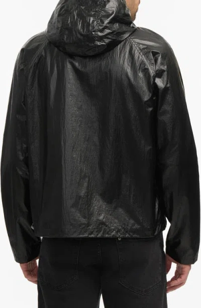 Hunter Jay Water Repellent Wax Crinkle Jacket In Black