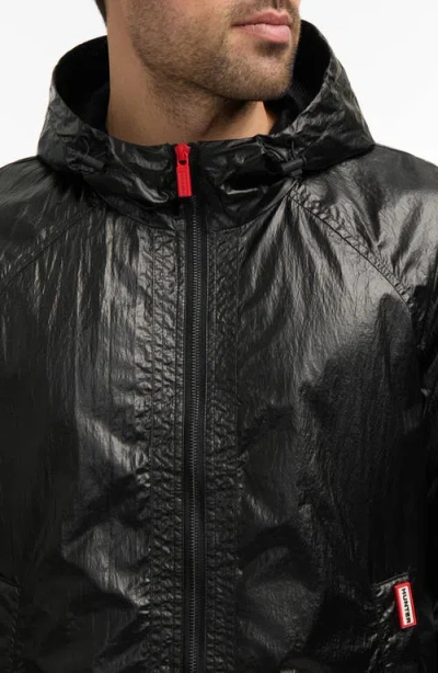 Hunter Jay Water Repellent Wax Crinkle Jacket In Black
