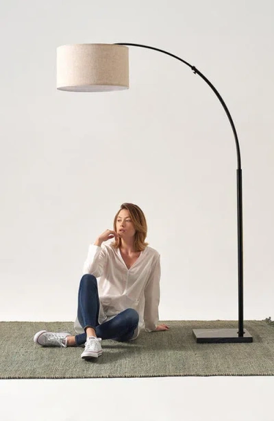 Brightech Logan 76" Modern Extendable Led Floor Lamp With Fabric Drum Shade, Bulb Included