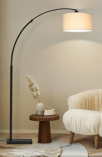 Brightech Logan 76" Modern Extendable Led Floor Lamp With Fabric Drum Shade, Bulb Included