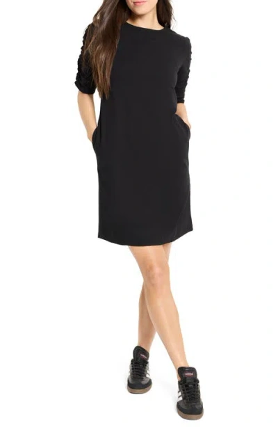 Nzt By Nic+zoe Ruched Sleeve Cotton Dress