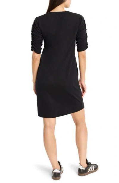 Nzt By Nic+zoe Ruched Sleeve Cotton Dress