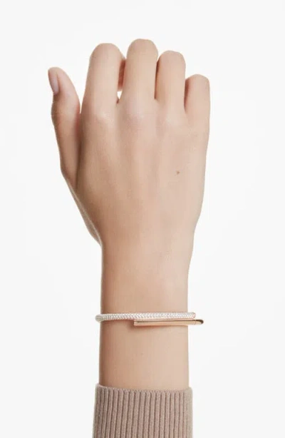 Swarovski Dextera Magnetic Closure, White, Rose Gold-tone Plated Bangle