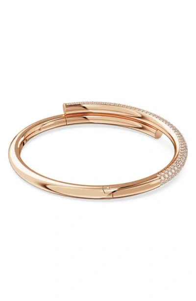 Swarovski Dextera Magnetic Closure, White, Rose Gold-tone Plated Bangle