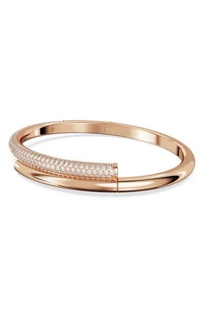 Swarovski Dextera Magnetic Closure, White, Rose Gold-tone Plated Bangle