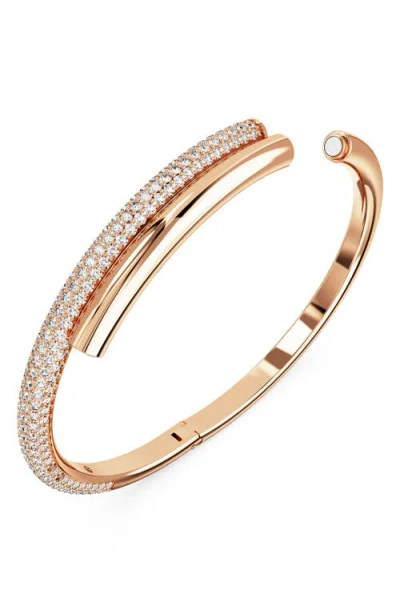 Swarovski Dextera Magnetic Closure, White, Rose Gold-tone Plated Bangle