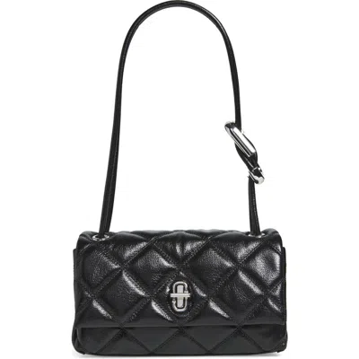 Marc Jacobs The Mini Dual Black Diamond-quilted Crossbody Bag With Top Handle In Leather Woman In Black