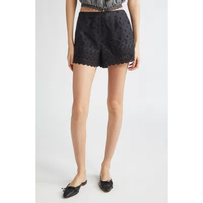 Doen Iona Lace-trimmed Silk-satin Shorts In Black